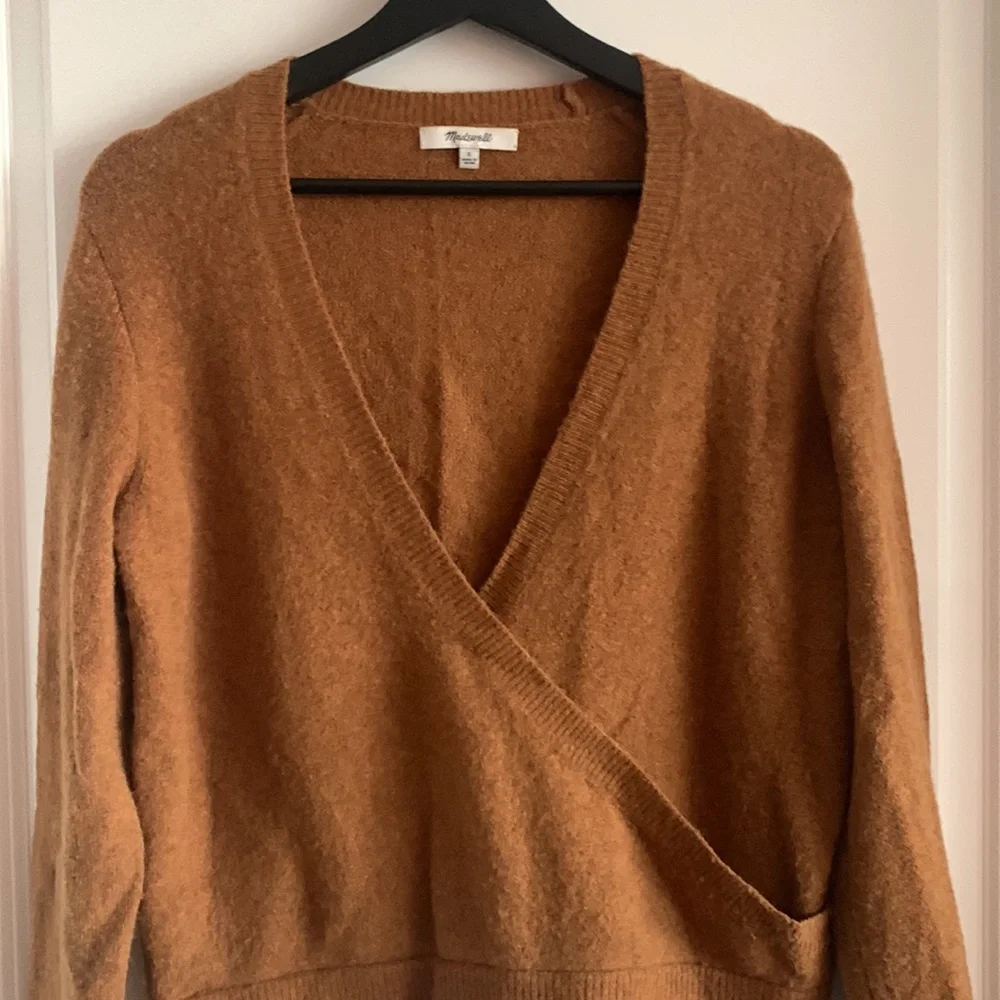 Madewell Wrap Front Pullover Sweater Brown Small Alpaca Wool Blends Cozy Cabin
